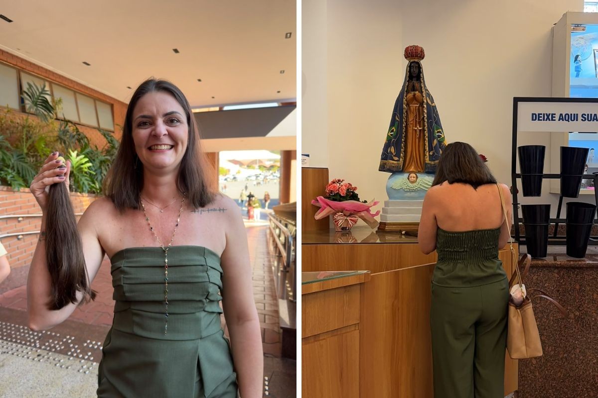 Mulher viaja 18 horas para cortar o próprio cabelo em frente à imagem de Nossa Senhora Aparecida: 'Gratidão falou mais alto'