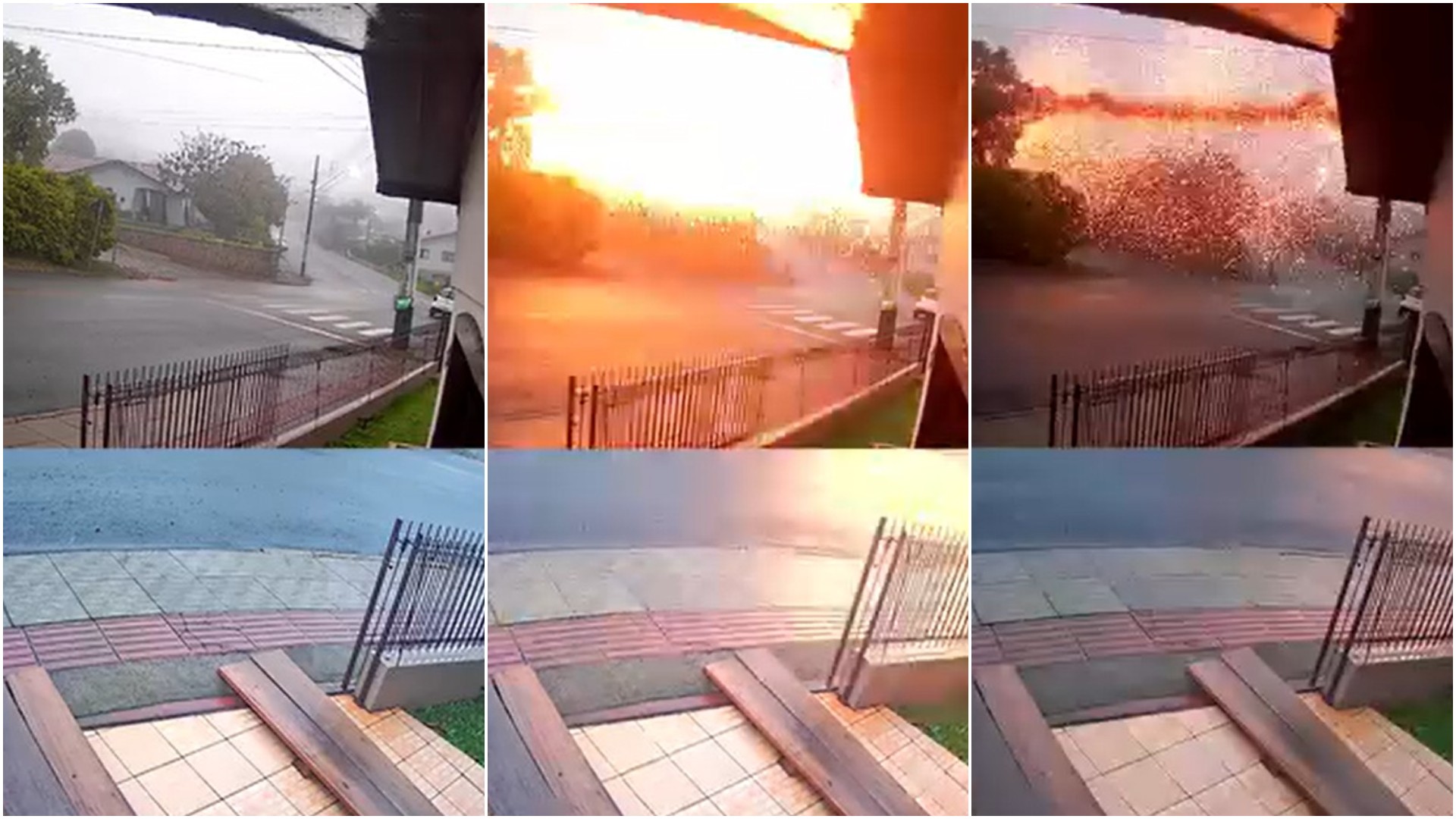 VÍDEO: raio atinge rede elétrica e causa estouro com clarão durante temporal em SC
