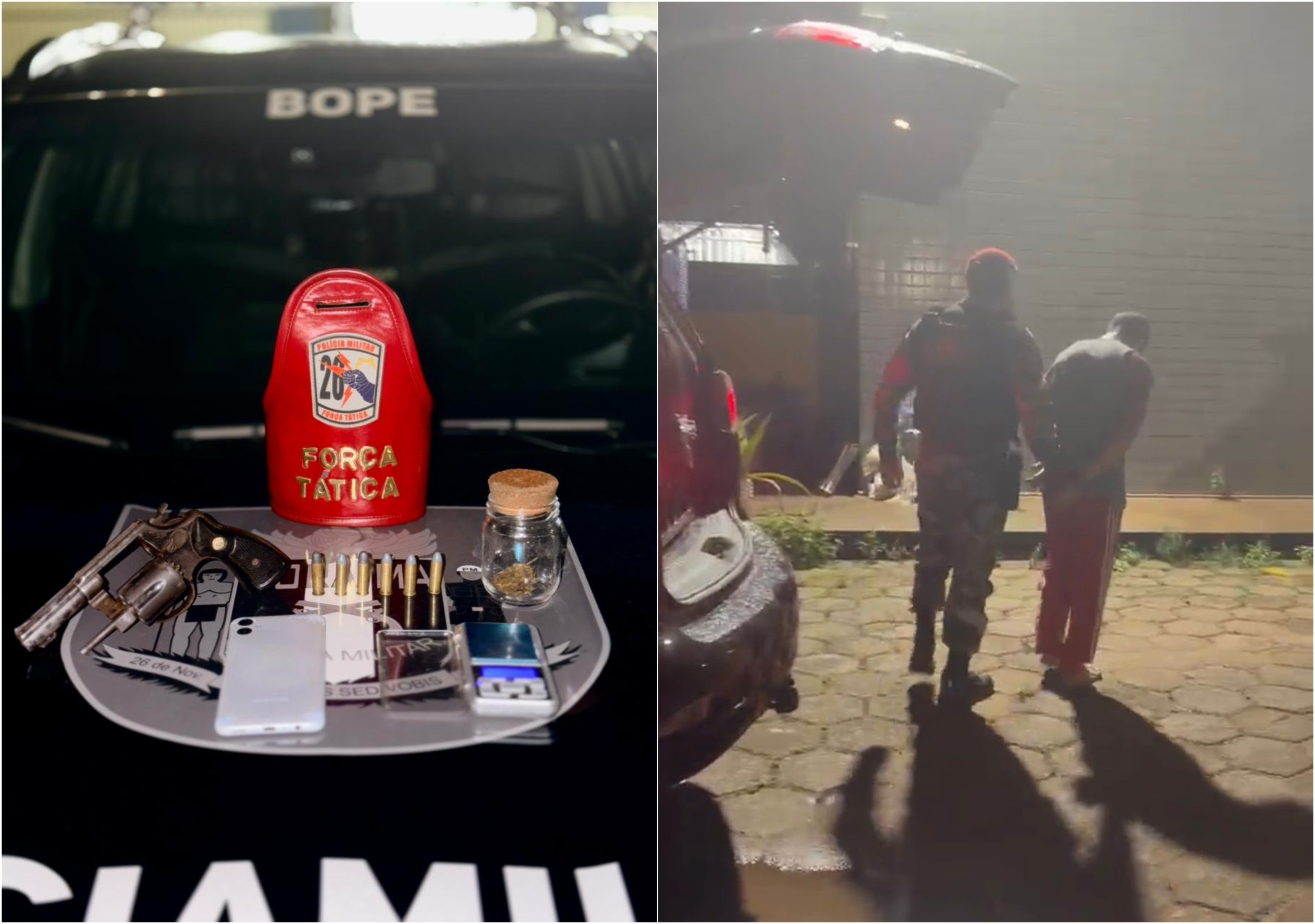 Lutador de artes marciais é preso com revólver e skunk após resistir à abordagem da PM