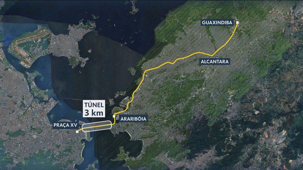 Expansão do metrô prevê túnel sob a Baía e trilhos do Recreio até São Gonçalo em até 7 anos, a R$ 28 bi — Foto: Reprodução TV Globo
