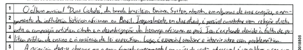 Redação nota mil de Rafael Santana Assunção , no Enem 2024. — Foto: Reprodução