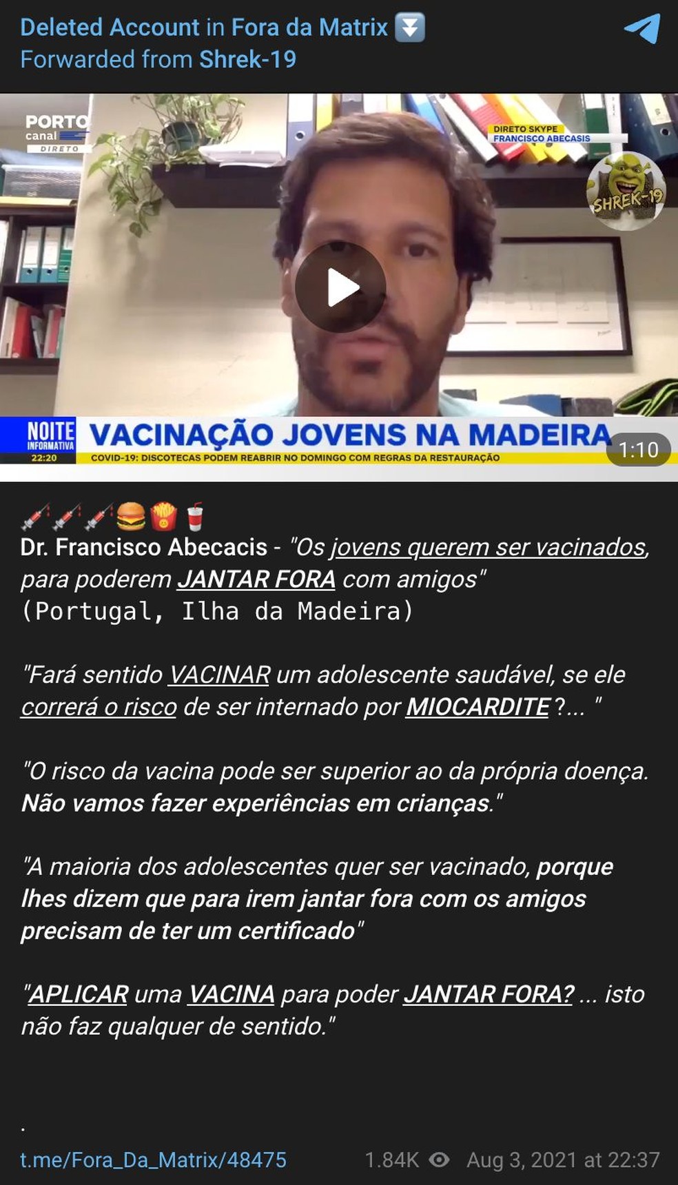 — Foto: Reprodução/Telegram