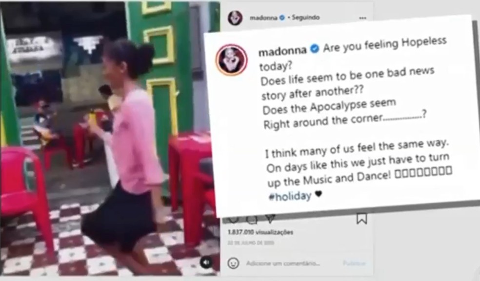 Na época, Madonna publicou sobre o vídeo — Foto: Reprodução