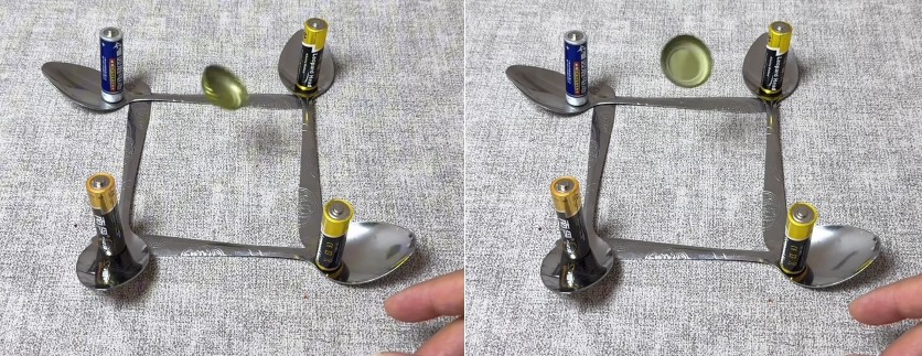Tampa de garrafa flutuando entre colheres e pilhas? Você provavelmente foi enganado por mais um viral