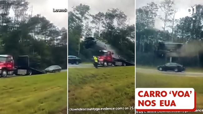 Motorista sobe em rampa de guincho e voa mais de 30 metros