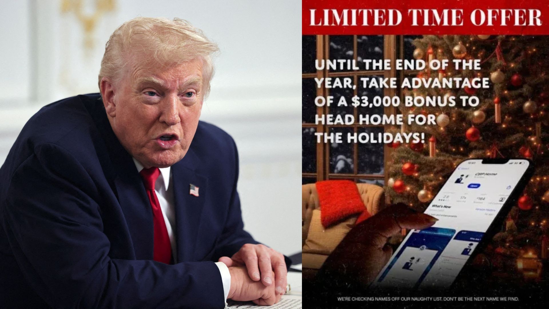 'Bônus de Natal': governo Trump triplica dinheiro dado a imigrantes ilegais que deixarem os EUA voluntariamente até 2026