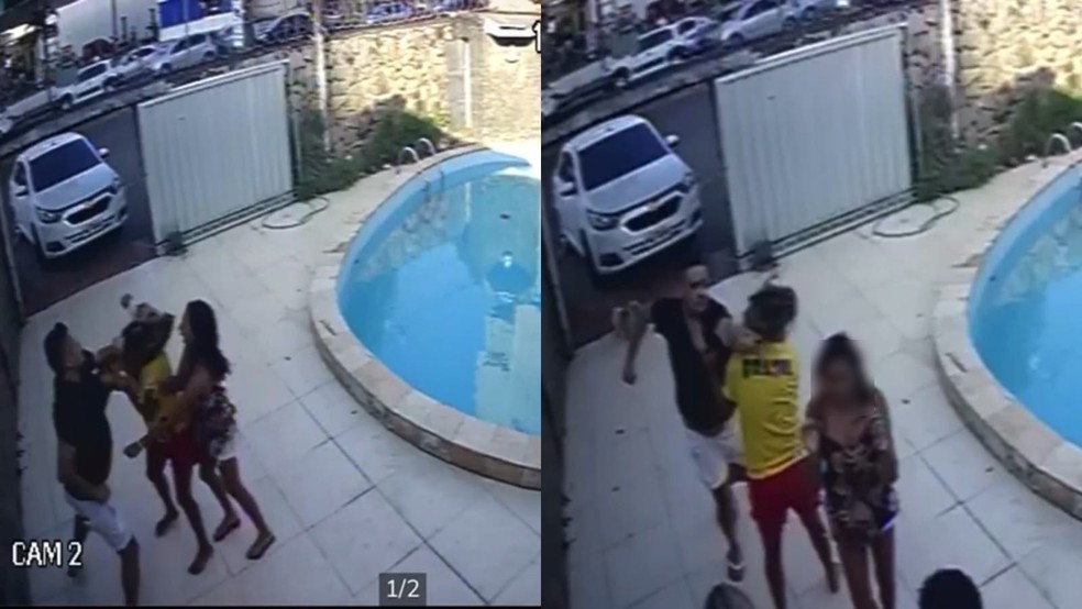 Empresário Henrique CDs é filmado agredindo secretária da ex-mulher durante briga, em Fortaleza. — Foto: Reprodução