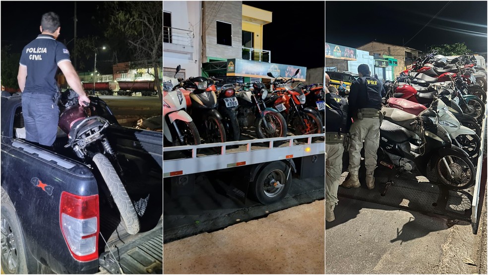 Operação da Polícia Civil em Arari e Vitória do Mearim resultou em 40 apreensões de motos — Foto: Divulgação/Polícia Civil