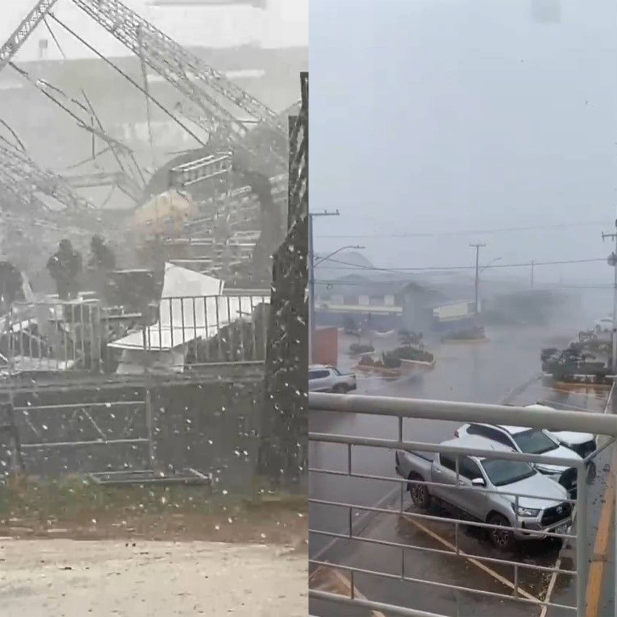 Ventos fortes derrubam estrutura de palco e causam estragos em Rondônia