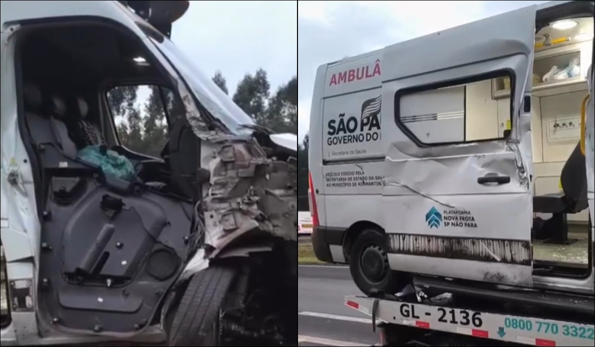 Ambulância de Adamantina bate em caminhão durante viagem para consulta médica em São Paulo