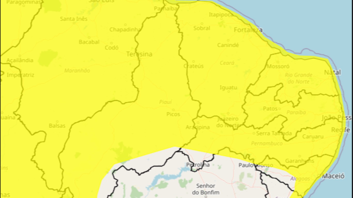 Inmet renova aviso de chuvas intensas com perigo potencial para 106 municípios no interior de PE