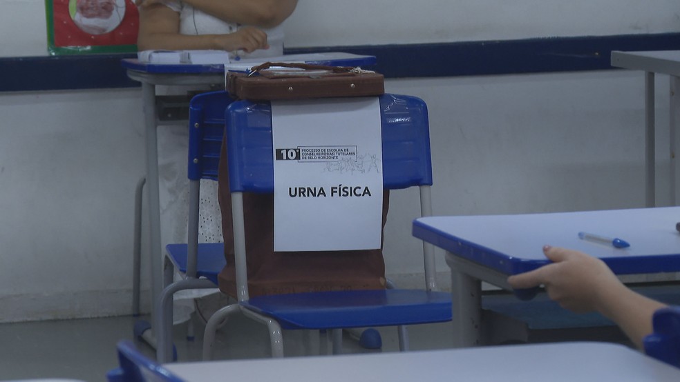 Eleitores utilizaram cdulas de papel, que foram depositadas em urnas de lona lacradas pelo TRE-MG  Foto: Reproduo/TV Globo