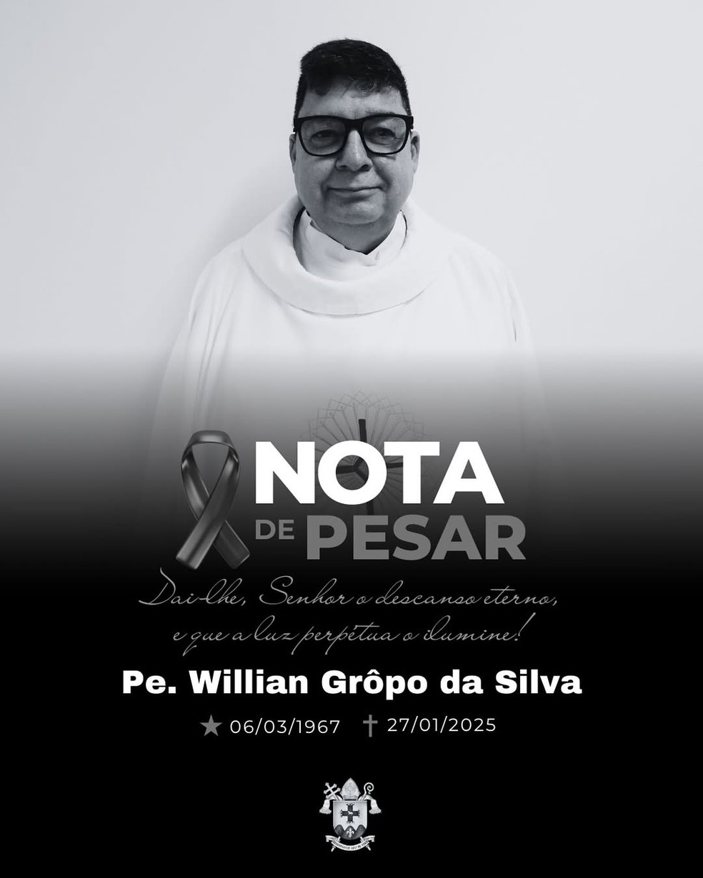 Nota de pesar postada pela Arquidiocese de Juiz de Fora — Foto: Reprodução