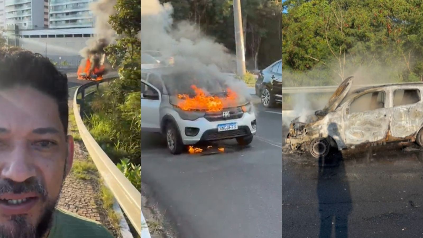 Perda total: dono de carro que pegou fogo em Teresina diz que veículo 'não deu nenhum indício'