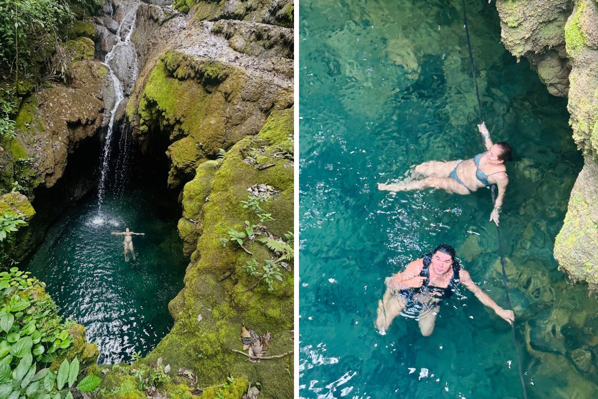 Cissa Guimarães se aventura por cratera gigante e cachoeira em forma de onça em Mato Grosso do Sul