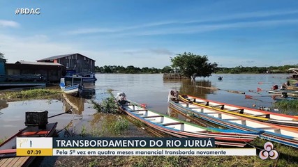 Pela 5ª vez em quatro meses, Rio Juruá transborda em Cruzeiro do Sul