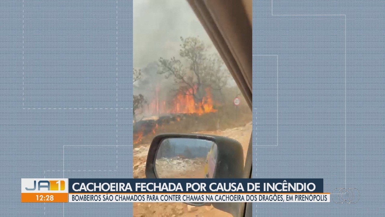 Região de cachoeiras em Pirenópolis é atingida por incêndio; vídeo