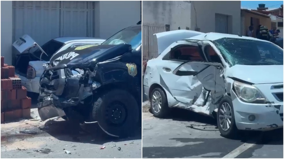 Veículo que transportava presos se envolve em colisão na cidade de Jardim, no interior do Ceará — Foto: Reprodução