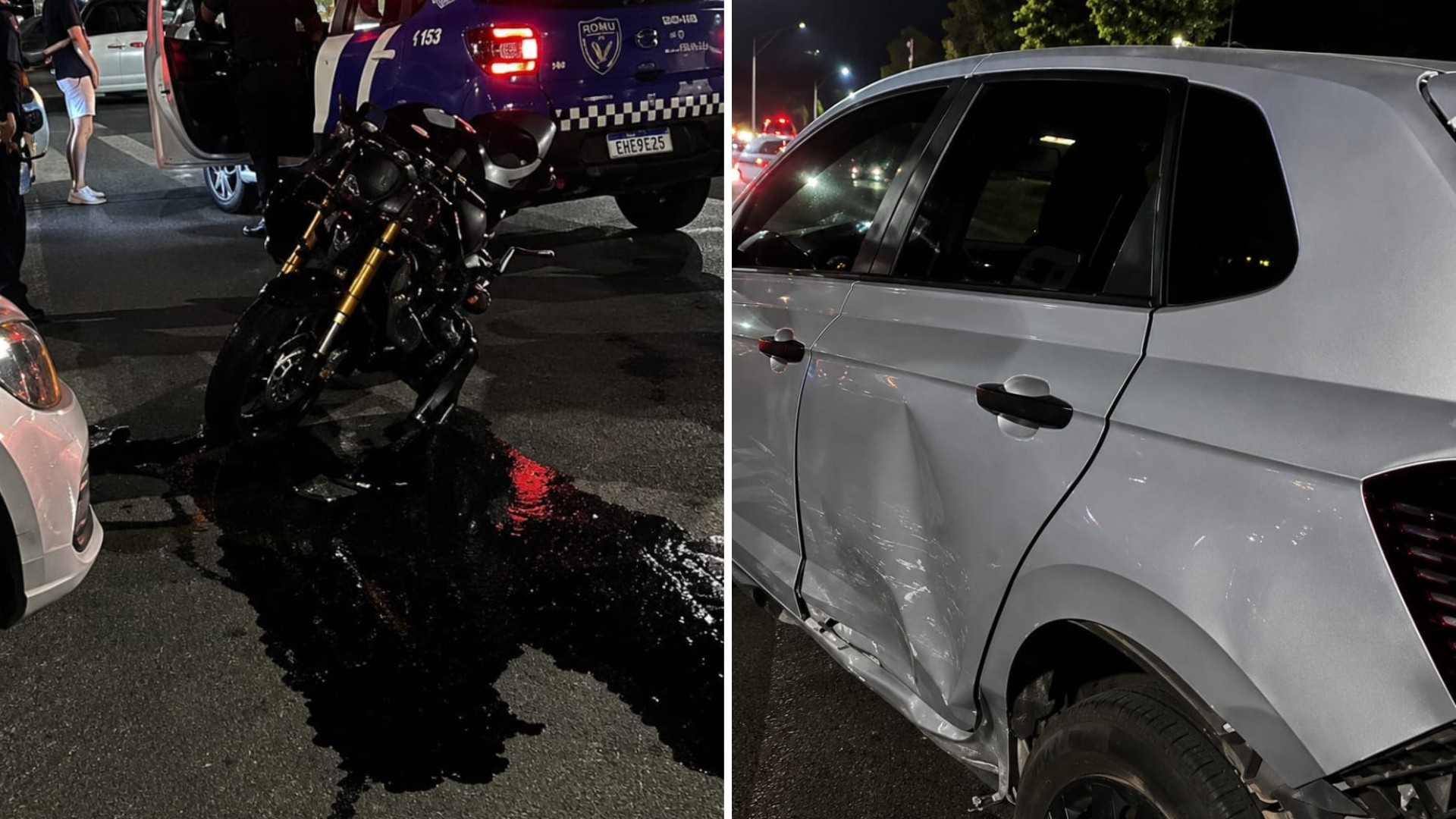 Motociclista é arremessado após bater em carro em cruzamento de avenida em São Roque