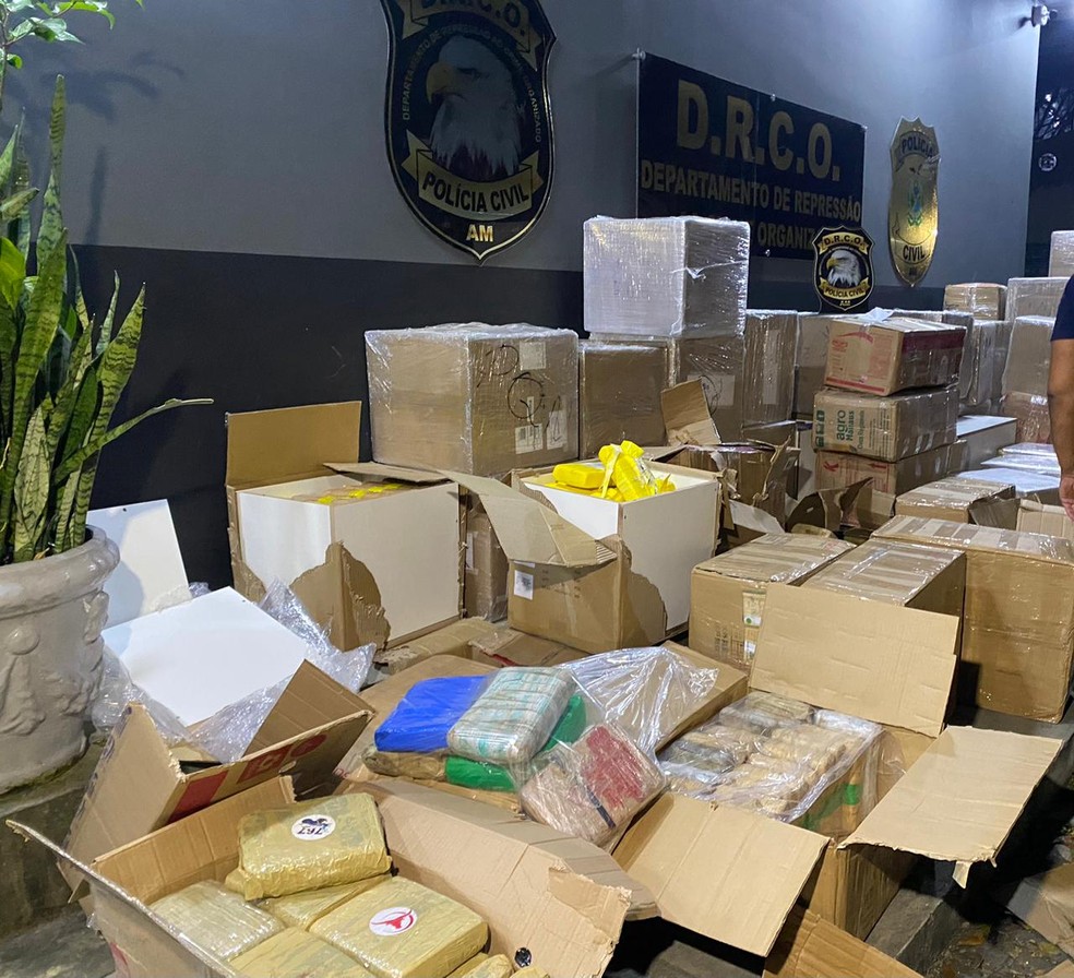 Mais de 1,5 tonelada de drogas apreendidas em Manaus. — Foto: Carolina Diniz, da Rede Amazônica