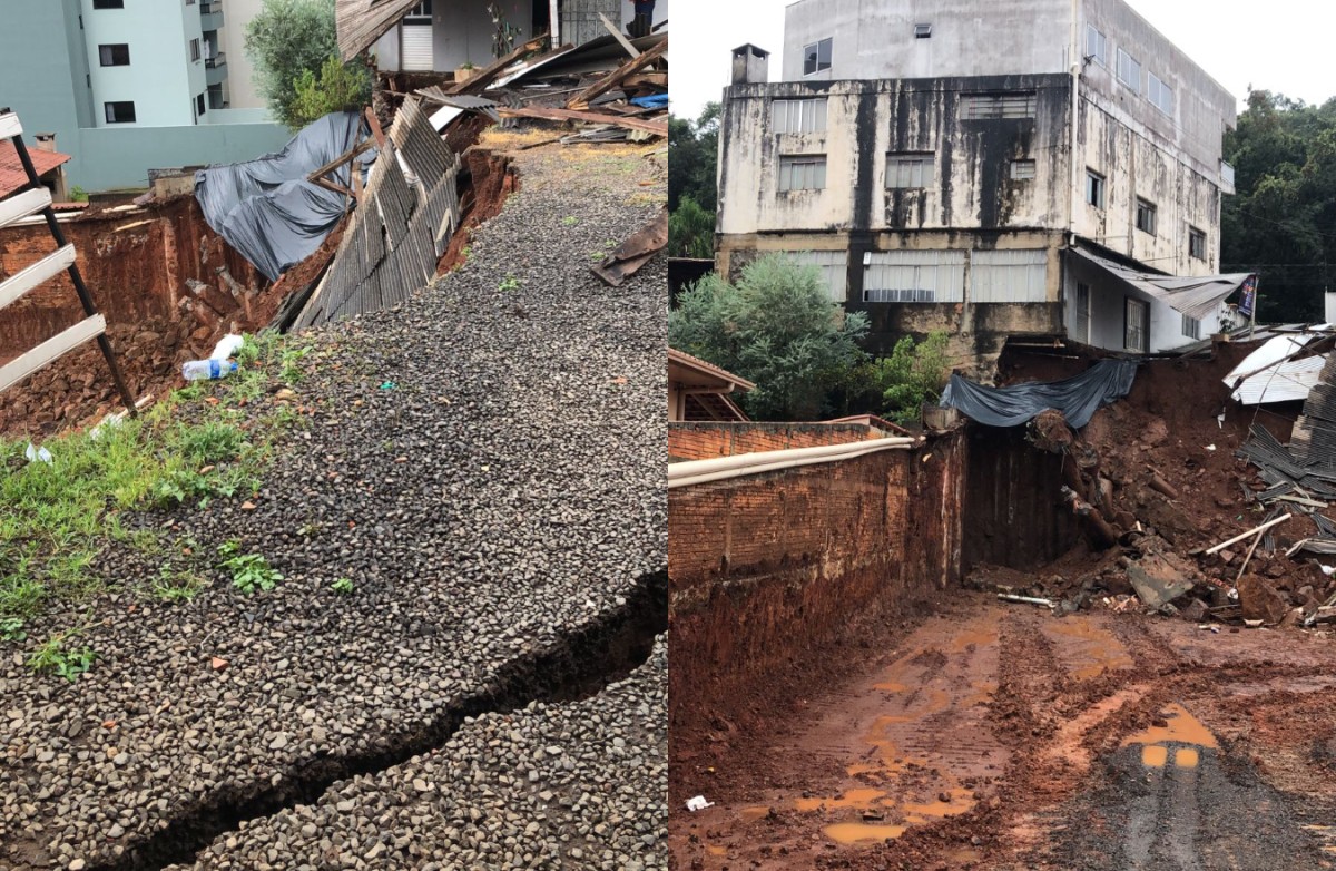 Deslizamento de terra ameaça estrutura de casas e moradores são desalojados em SC