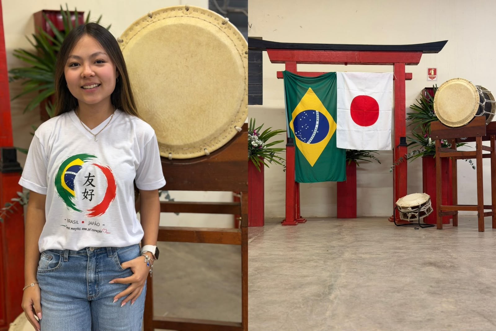 Estudantes descendentes de japoneses do interior de SP fazem camiseta temática para duelo entre Brasil e Japão na Copa
