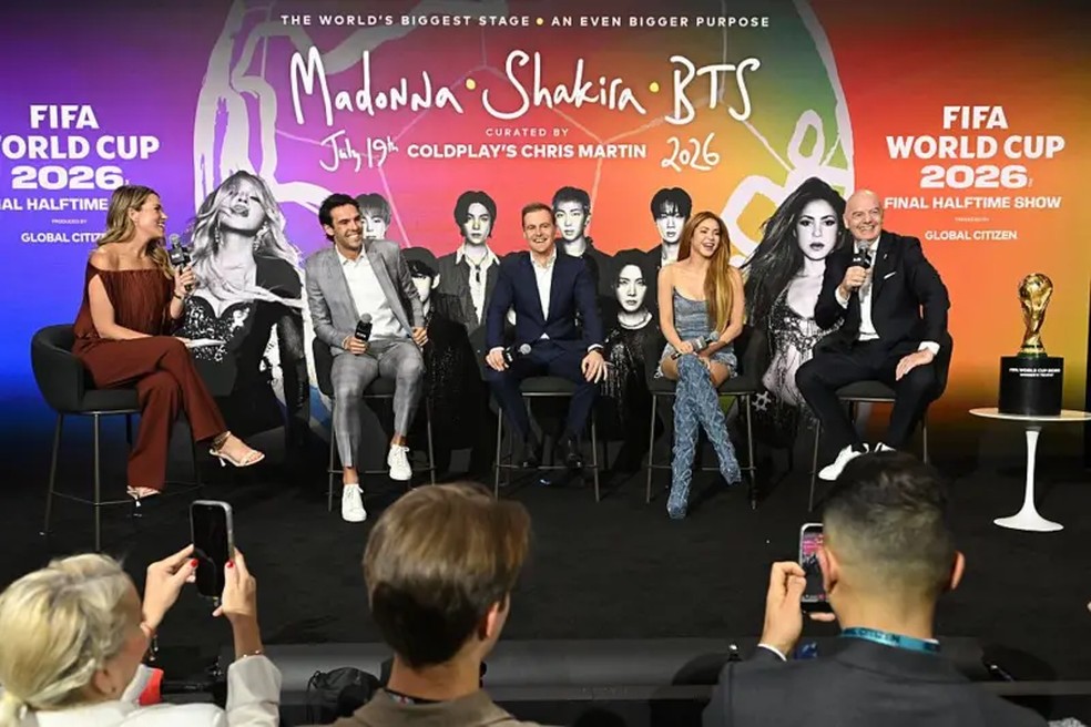 Show do intervalo contará com apresentação de Shakira, Madonna e BTS. — Foto: GETTY IMAGES via BBC