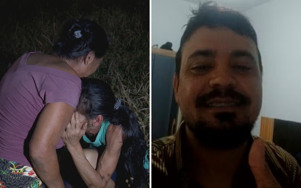 M&atilde;e de homem que tinha sumido ap&oacute;s acidente se desespera ao chegar ao local onde ossada foi achada em Aparecida de Goi&acirc;nia, Goi&aacute;s &mdash; Foto: Reprodu&ccedil;&atilde;o/TV Anhanguera
