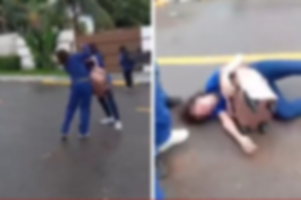 Adolescente desmaia após depois de agressão de colega — Foto: Reprodução