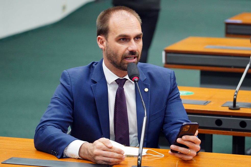 Deputado federal Eduardo Bolsonaro na Câmara dos Deputados — Foto: Pablo Valadares/Câmara dos Deputados