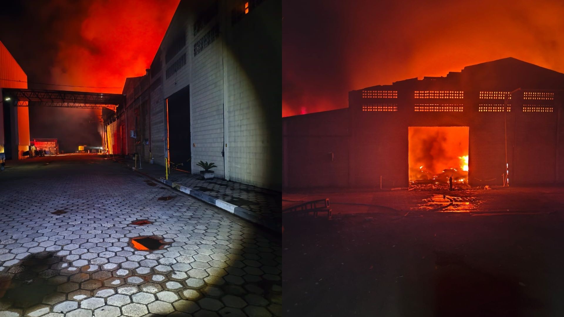 Incêndio de grandes proporções atinge empresa de reciclagem no interior de SP