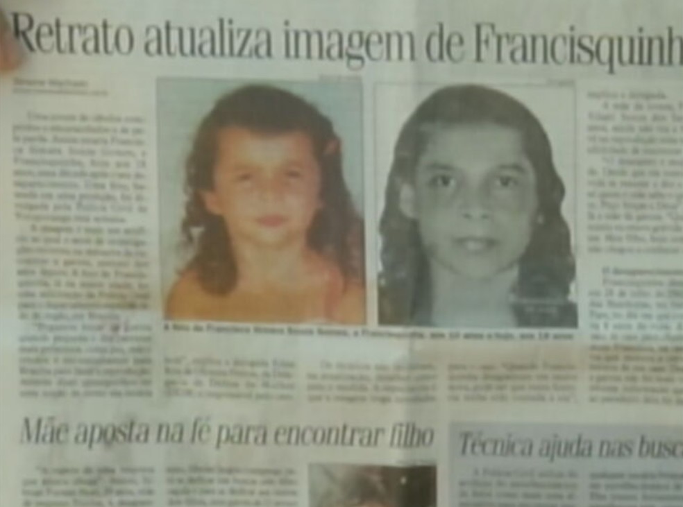 Retrato que foi "simulado" da Francisca de Votuporanga (SP) em 2012 para mostrar como seria a aparência dela com 18 anos — Foto: TV TEM/Reprodução