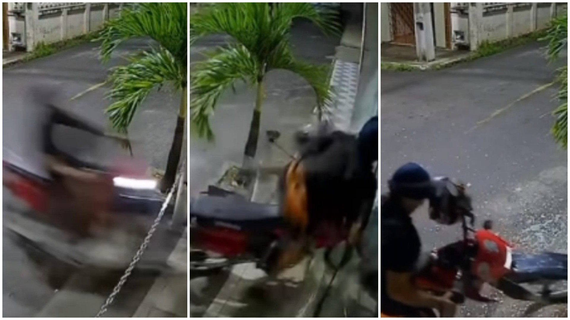 Vídeo: Motociclista em alta velocidade bate em loja, quebra porta de vidro e vai embora 