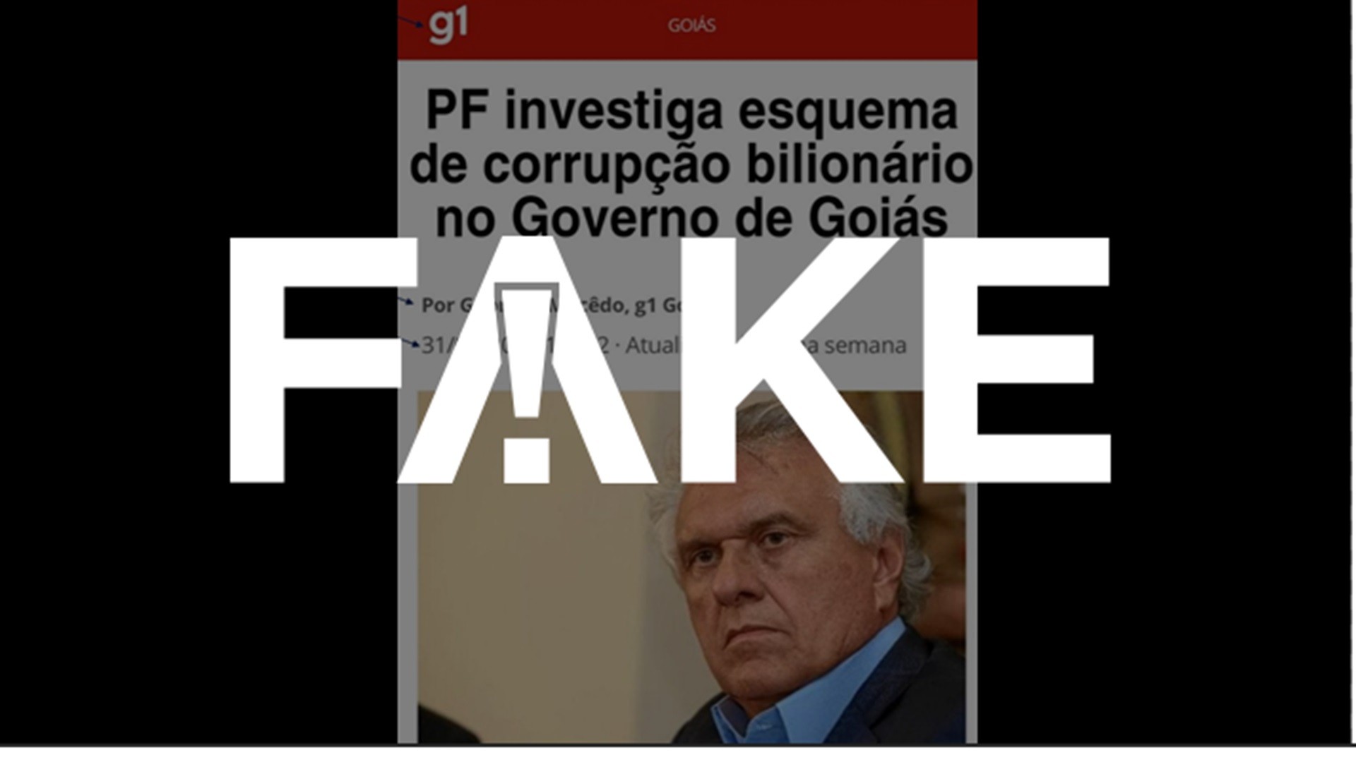 É #FAKE que o g1 tenha noticiado que a PF investiga esquema de corrupção bilionário no Governo de Goiás