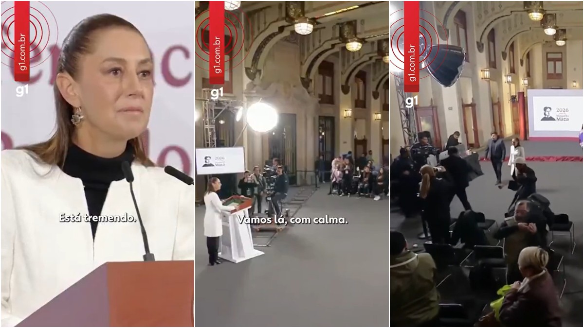 'Ui, está tremendo': Terremoto interrompe pronunciamento de presidente do México; veja VÍDEO