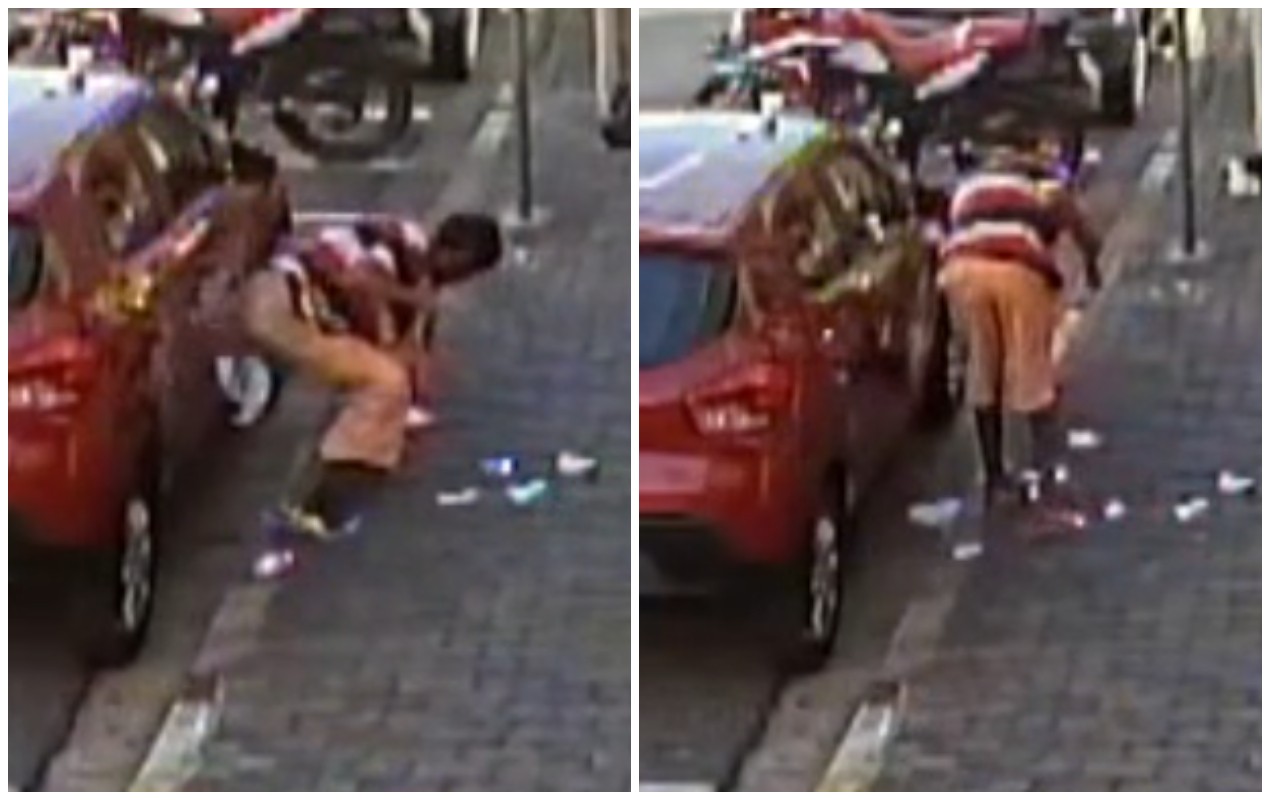 Homem em situação de rua é flagrado espalhando fezes em carro em São Roque; veja vídeo