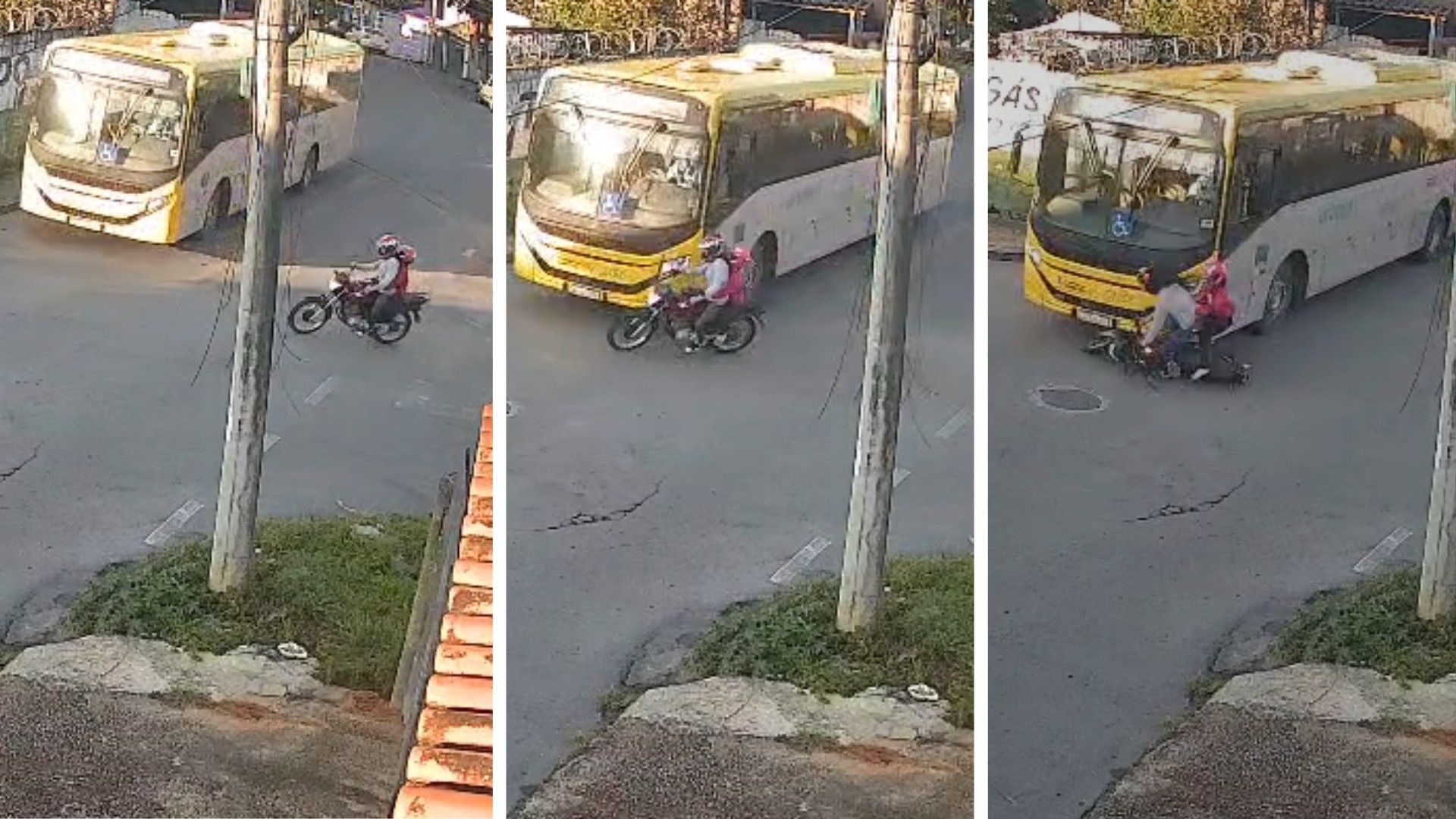 Criança em garupa fica ferida após moto furar cruzamento e bater com ônibus em Sorocaba; vídeo