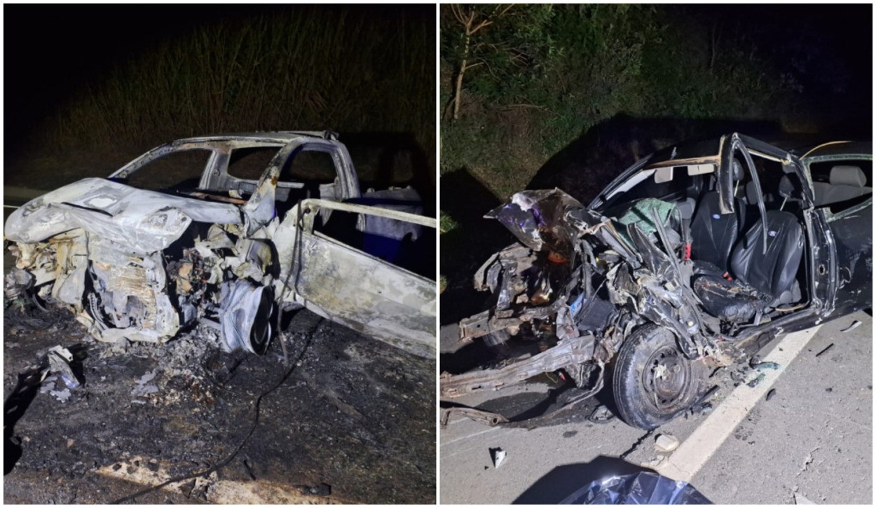 Grave acidente mata duas pessoas em rodovia no interior de SP; um dos carros pegou fogo