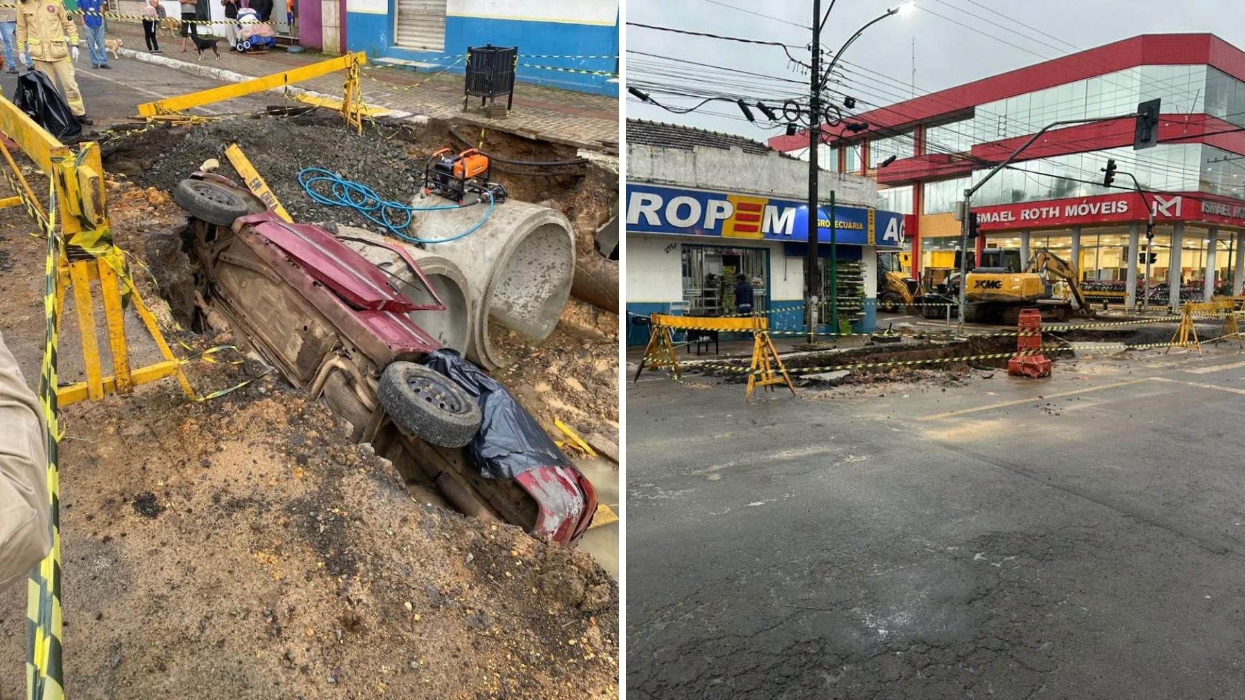 Motorista morre após cair com carro em cratera aberta no meio da rua devido a obra no Paraná, e só é encontrado horas depois