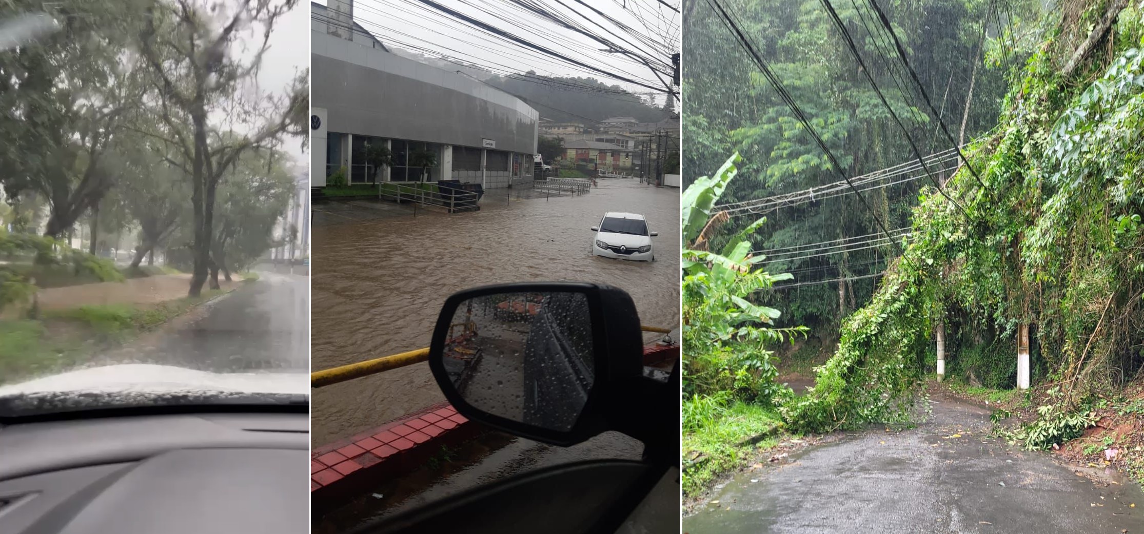 Defesa Civil registra sete ocorrências provocadas pela chuva neste sábado em Petrópolis, no RJ