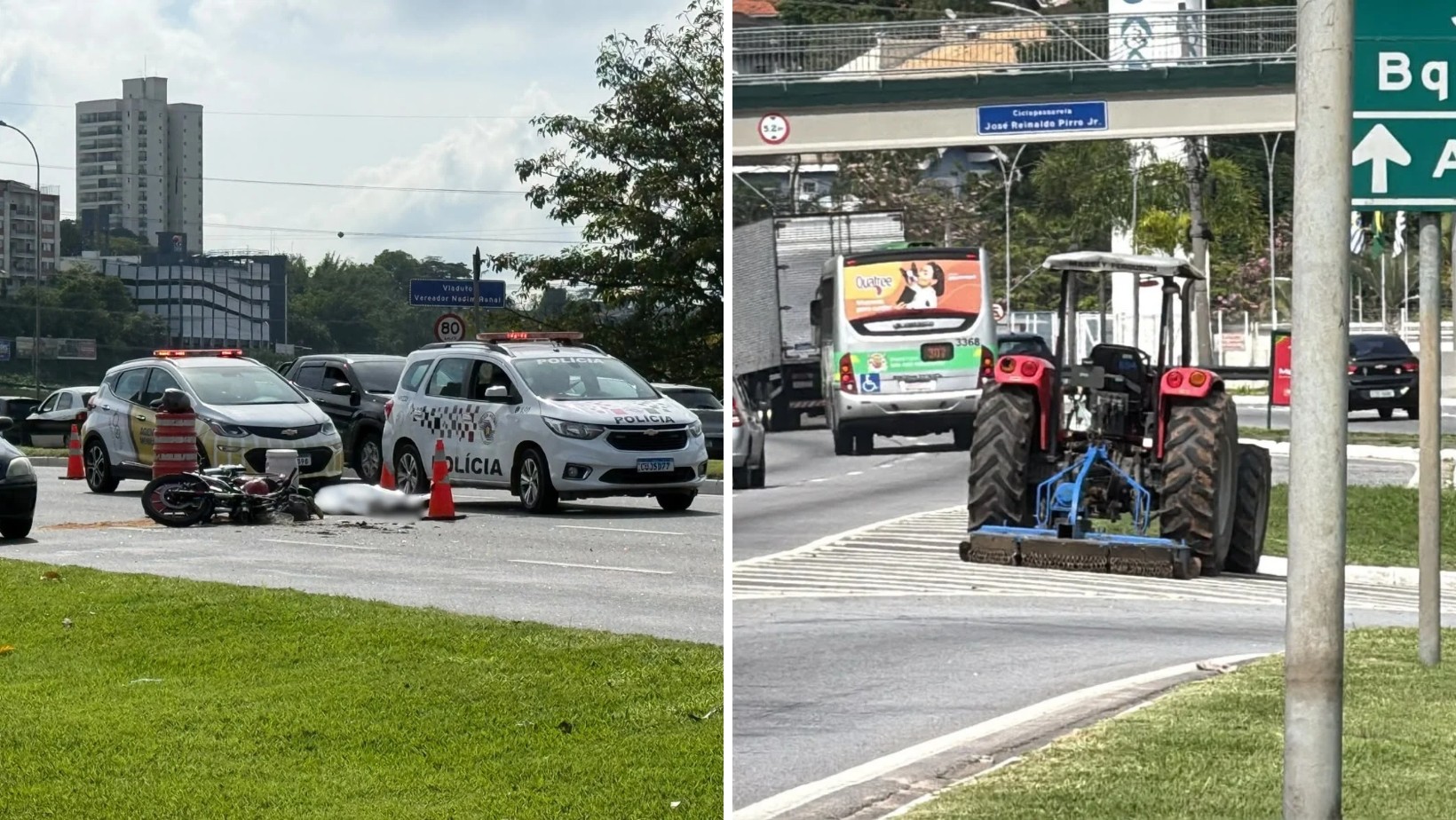Motociclista morre após colisão com trator no Anel Viário, em São José dos Campos