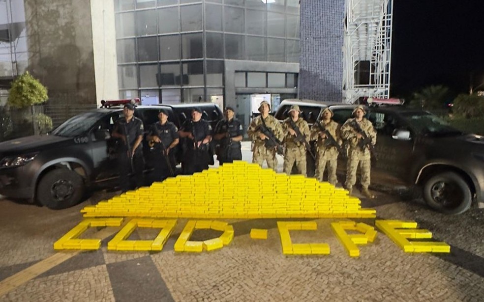 Meia tonelada de cocaína é apreendida pela polícia escondida dentro de avião, em Goiás — Foto: Divulgação/Polícia Militar
