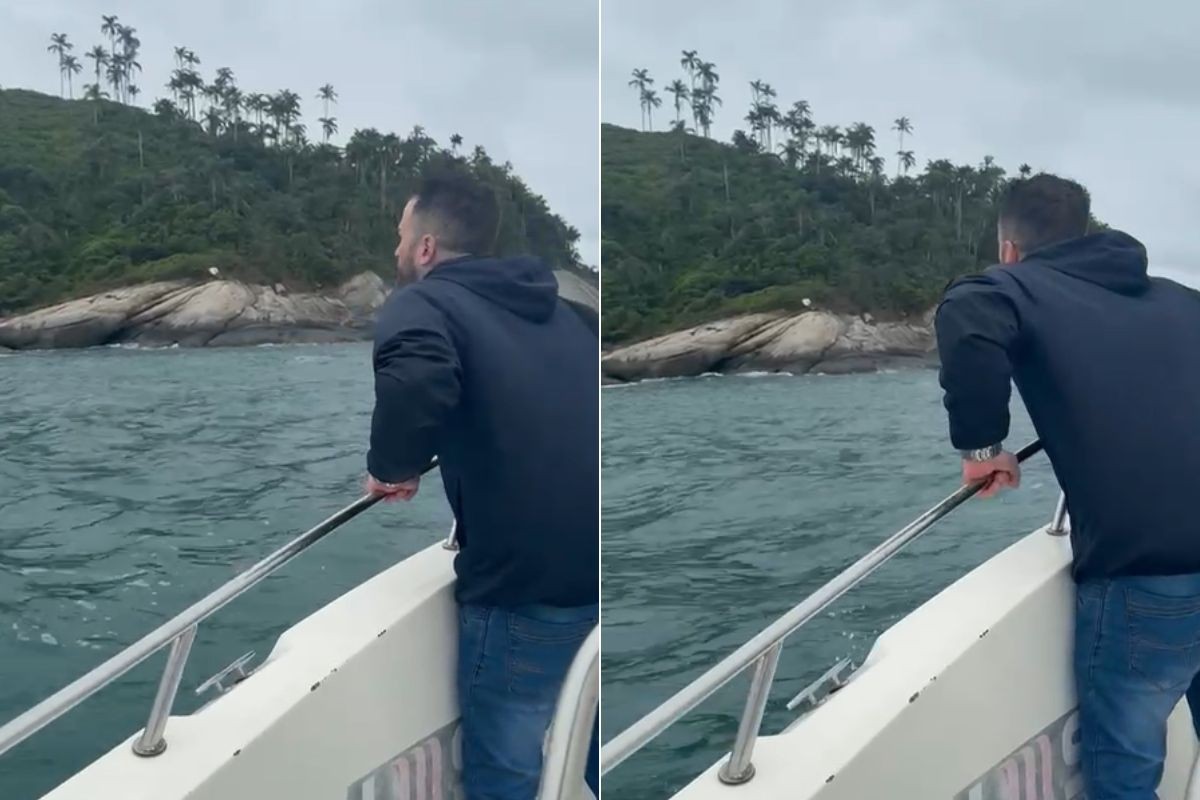 Homem grita nome de familiares que sumiram em lancha perto da Ilha das Cobras, em SP; VÍDEO