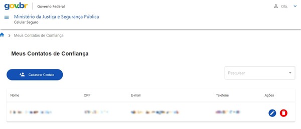 Como registrar contatos de confiança no Celular Seguro — Foto: Reprodução