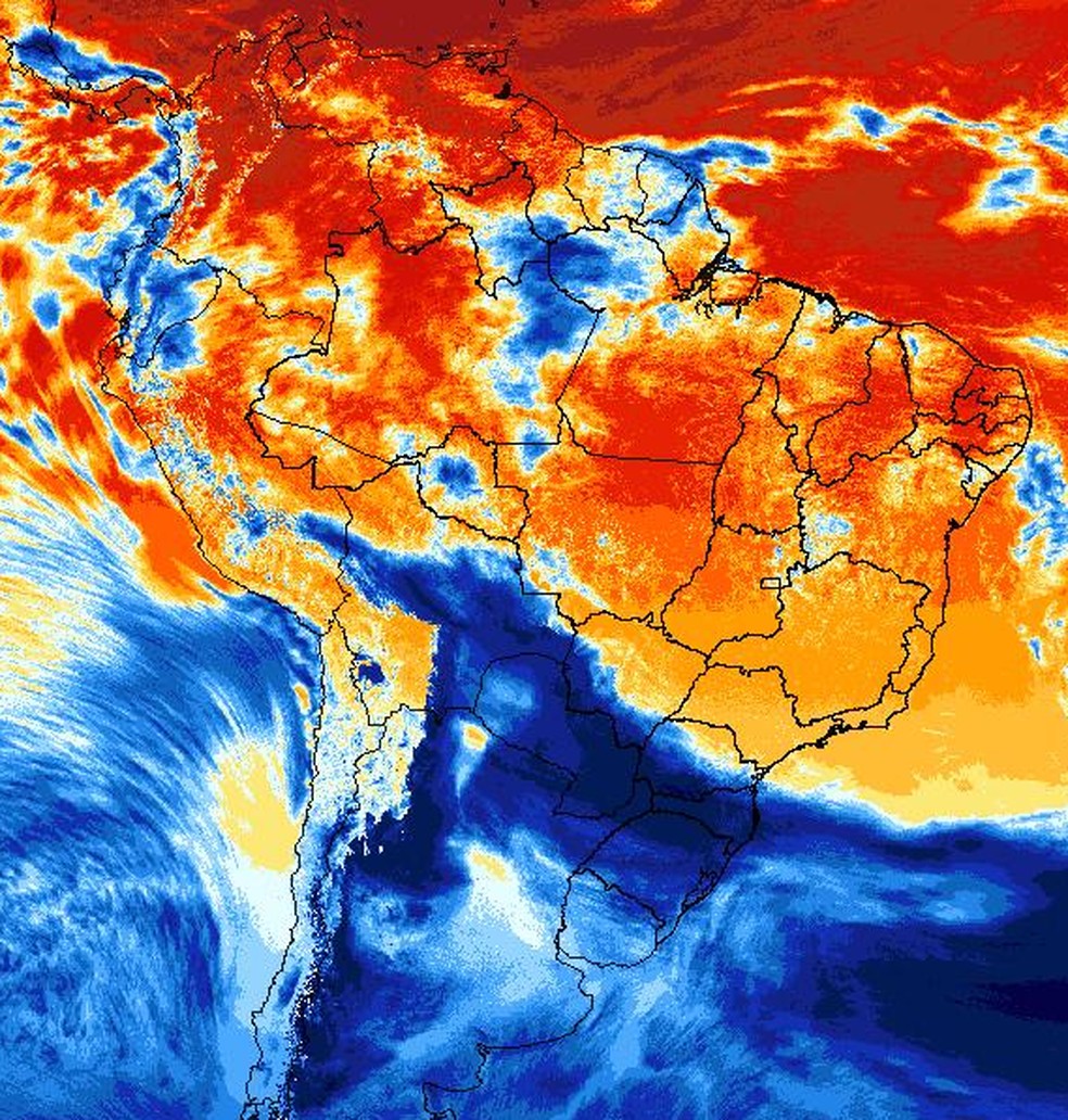 Capitais da região Sul podem registrar as menores temperaturas do ano nesta quarta (15). — Foto: Inpe