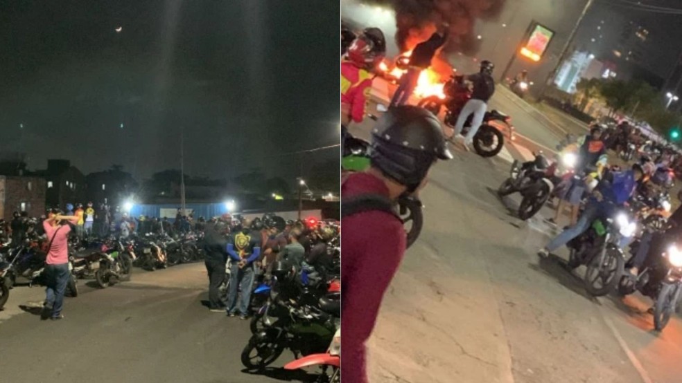 Motociclistas realizaram protestos e manifestações após desaparecimento de motociclista de aplicativo em São Luís — Foto: Reprodução/Redes Sociais