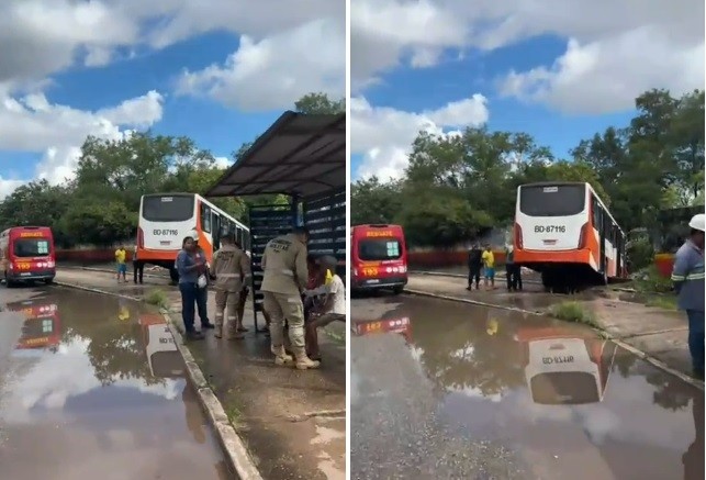 Ônibus perde controle e bate em muro na avenida Arthur Bernardes, em Belém