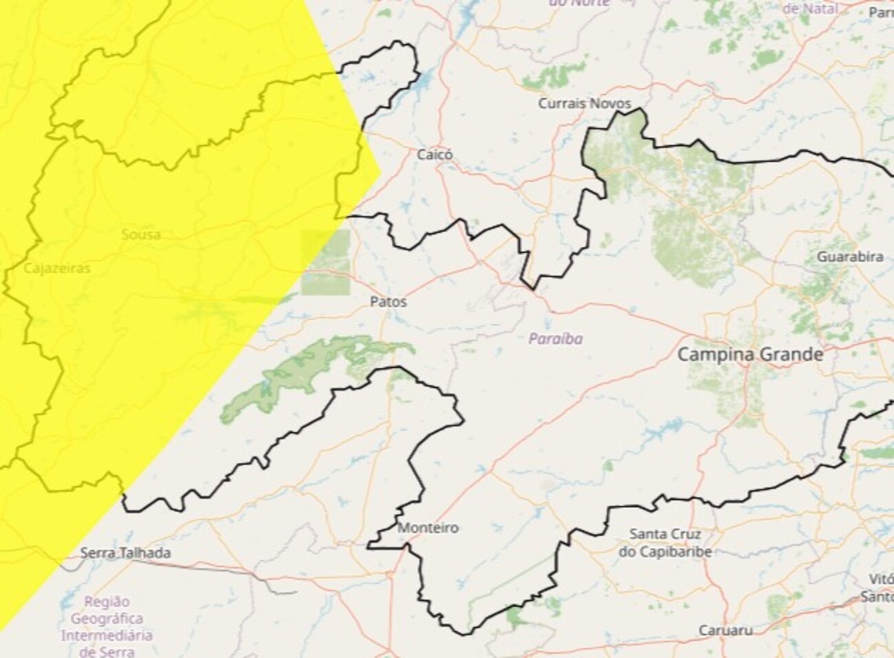 Inmet renova alerta de baixa umidade do ar em mais de 60 cidades da PB 