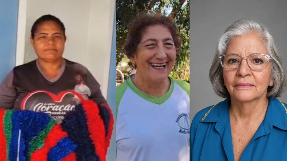 Divina Maria Perez, de 62 anos, Maria Francisca Medeiros, de 65 anos e Elicineia Aparecida Fortes, de 69 anos, da esquerda à direita — Foto: Associação Remanso Fraterno