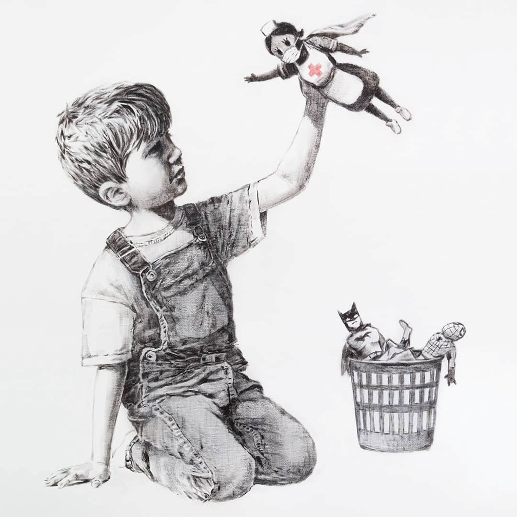 (Banksy),ゲームチェンジャー Game Changer リトグラフ Banksy divulga nova obra na qual retrata enfermeira britânica como